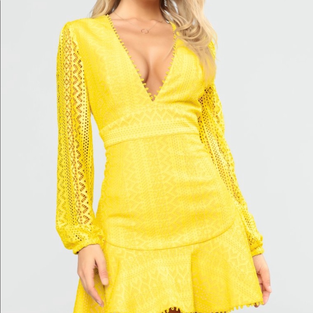 Yellow Crochet Lace Dress